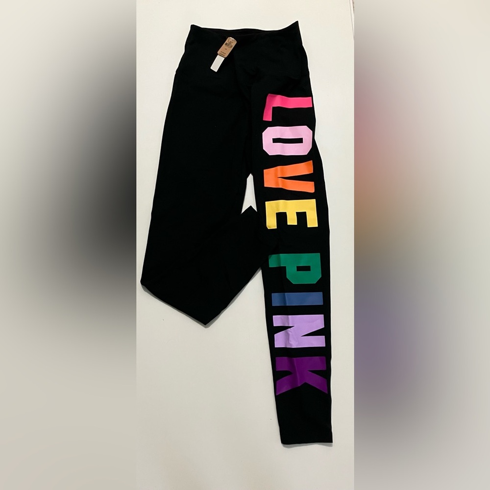 Victoria's Secret Black Leggings with Colorful Letters